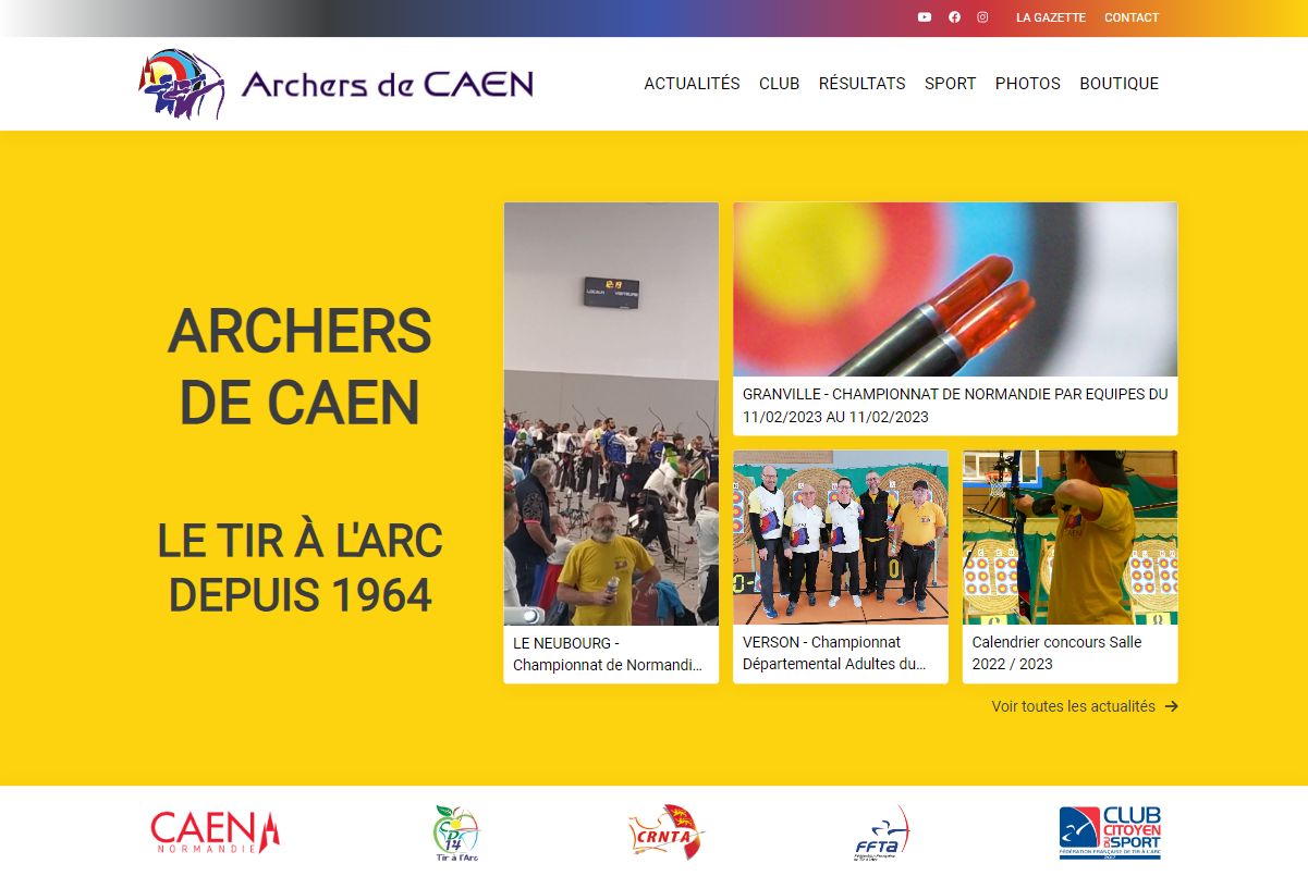 Page d'accueil du site archers-caen.fr
